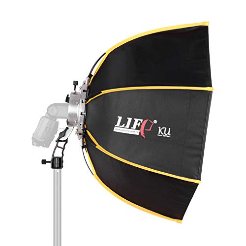 LIFE OF PHOTO 60cm / 23.6inch Speedlite Professional Flashlight Soft Box Paraguas Diseño Portable Outdoor Octagon Softbox con Bolsa de Transporte 2 Capas Modificadores de Iluminación
