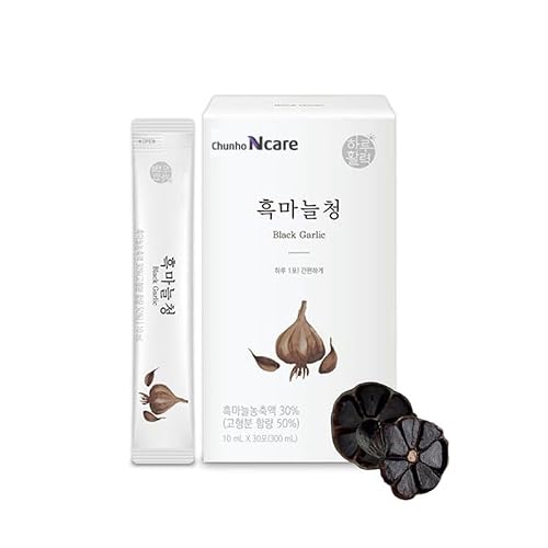 Chunho Ncare Korean Black Garlic Juice – 100% Korean-Grown Aged Garlic with 9 Herbal Ingredients & Honey, No Additives, Easy-Cut Stick Pouch, HACCP Certified (10ml × 30 Sticks)