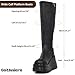 Gothniero Black Wide Calf platform Boots for women Knee High Chunky Heel Combat Motorcycle Cosplay Goth Rave Boots Mid Calf Tall Boot with Side Zip US5.5-11