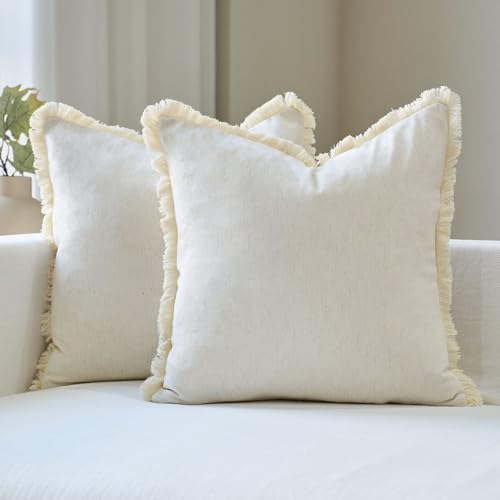 Amor Virisso Fringe Throw Pillow Covers 18x18 Set of 2