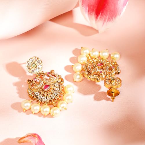 Image of Rubans Gold Plated Traditional Necklace Set Festive Jewellery Gift for Women & Girls