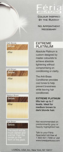 L'Oreal Paris Feria Multi-Faceted Shimmering Permanent Hair Color, Extreme Platinum, Pack of 1, Hair Dye