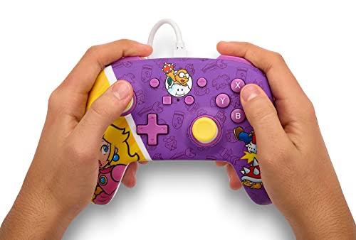 PowerA Manette filaire améliorée pour Nintendo Switch, modèle Switch OLED et Switch Lite, accessoire de jeu, manette de jeu, manette filaire, sous licence officielle - Mario: Princess Peach Battle