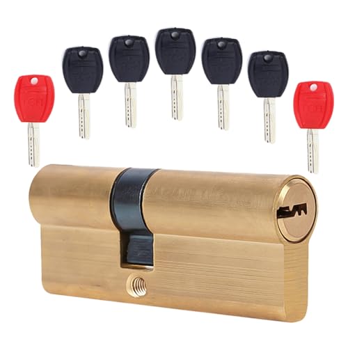 Cilindro de Obra – Bombín Puerta en Cobre 55mm con Doble Apertura y 7 Llaves, A-B-C Innovador hacia Seguridad Propietario o Contratista; Repuesto Reforzado para Cerraduras