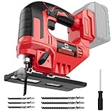 Cerycose Jigsaw Compatible With Milwaukee 18V, Cordless jigsaw tool, Brushless Motor, 0°- 45° Bevel Cuts, LED Light with 3 Position Orbital Setting for Straight/Curve/Bevel/Circle Cutting (NO Battery)