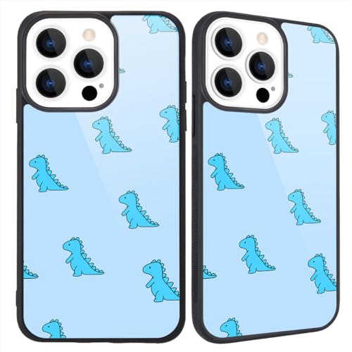 Coque iPhone 15 protection rigide 6,1 pouces avec motif dinosaure bleu tendance