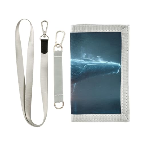 FOLIOSA Surreal Whale Kids Wallet for Boys Girls Youth, Compact Fabric 4.9×2.9 in