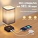 Bedside Lamps Set of 2 - Touch Lamps with USB-C+A Charging Ports, 3-Way Dimmable Table Lamp for Bedroom Living Room with Grey Fabric Shade (Bulbs Included)