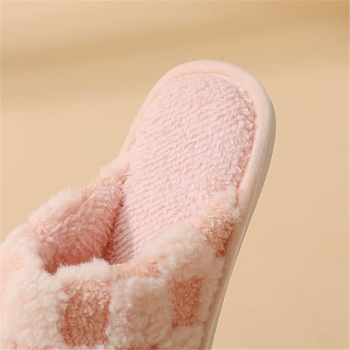 Checkered Slippers for Women Memory Foam, Warm Cozy Plush Non-Slip Slippers, Comfy House/Home Shoes, Winter Men3