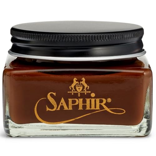 SAPHIR Medaille dOr Pommadier Cream 75ml Natural Cream Leather Shoe Polish Leather Conditioner for Boots Handbags - Medium Brown