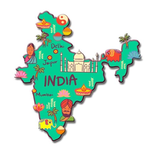 Image of CAPIO ART MDF Wooden Indian Map Fridge Magnet Pack of 3 | Sleek & Trendy Multipurpose Door Magnet, Office Magnet, Decorative Souvenir for Home & Kitchen | (Multicolor)
