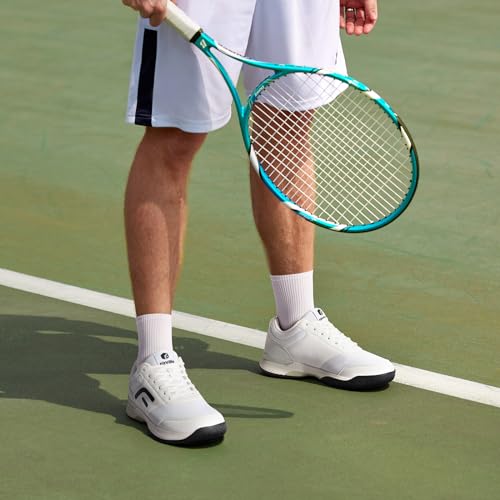 FitVille Mens Extra Wide Fit Tennis Trainers Badminton Squash Shoes with Arch Support Pickleball Volleyball White/Black 10 X-Wide - Image 2