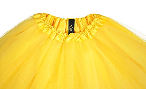 Women's, Teen, Adult Classic Elastic 3, 4, 5 Layered Tulle Tutu Skirt (One Size, 4Layer-Yellow) #TOP3