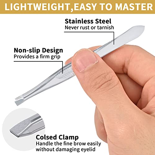 Pinzette Augenbrauen Zupfen, 5-teiliges Pinzetten Set Pinzette Spitz Edelstahl, Augenbrauen Pinzette Profi, Splitterpinzette für Augenbrauen, Wimpern, Eingewachsene Haaren, Barthaaren - Image 4