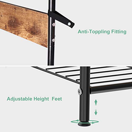 alvorog Coat Rack, Shoe Bench, Vintage 3-in-1 Hall Tree, Shoe Rack for Entryway with 3-Tier Storage Shelf and 12 Hooks Removable, Industrial Accent Furniture with Steel Frame - 31in x 12.6in x 72.8in - Thumbnail 6