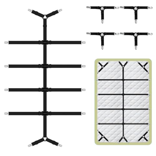 Ptyism 5 Pièce Tendeur Drap(avec Clip métallique) Sangle Drap Housse,Tension de Draprope丨Sangle Matelas,Les Ajustés pour Maintenir Vos Draps en Place.