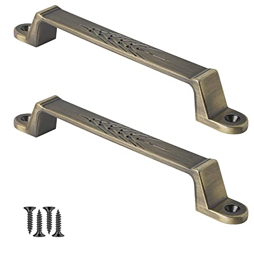 OVOV Türgriffe im Vintage-Stil, dekoratives Weizenmuster, quadratisch, Zinklegierung, Türgriffe für Möbel, Schränke, Schränke und Schubladen, Bronzefarben, 17 cm Cover