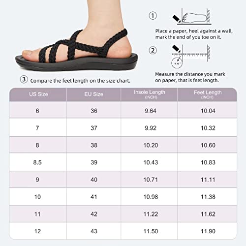 Megnya Comfortable Summer Hiking Sandals For Ladies, Arch Support Sole Slide Sandals For Walking, Lightweigh Warerproof Beach Sandals For Pool Water Travel Black Size 8 #TOP5