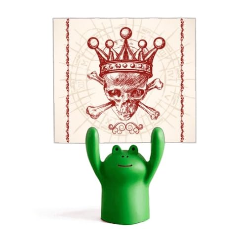 Grenouille stand décoration pour bureau et pince mémo poker rouge