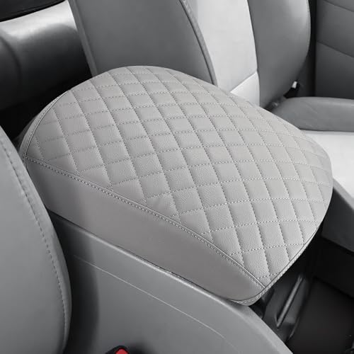JOYTUTUS Center Console Cover Compatible with 2009-2015 Pilot, Leather Arm Rest Armrest Cover for Car, Well-Make Durable Middle Console Cover Lid Replacement for Trucks, Easy to Install, Gray