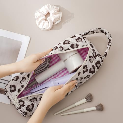 RSRSLEII Quilted Hair Tools Travel Bag,Hair Styling Accessories Storage Case for Shark FlexStyle, Dyson Airwrap Hair Dryer, Curling Iron, Revlon Hair Tools,Portable and foldable(02Leopard print)