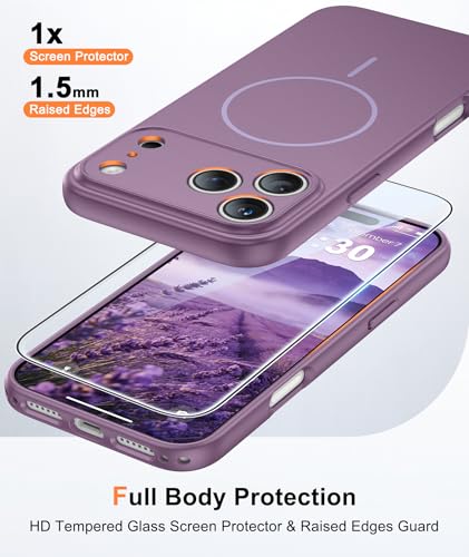 Image of FNTCASE for iPhone 17 Pro Max Case: [Compatible with Magsafe] Solid Purple Matte 17 Promax Magnetic Phone Cover with [Full Camera Protection] [Screen Protector] Military Grade Shockproof Protective