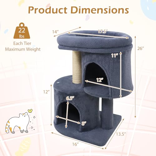 Árbol para gatos pequeño indoor 26 pulg con postes rascadores miniatura 4