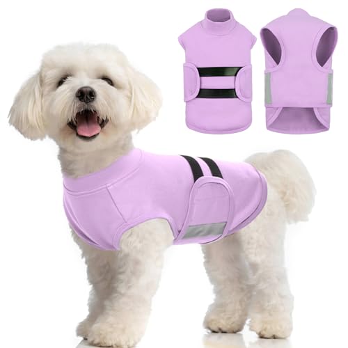 Image of MIGOHI Dog Anxiety Relief Coat,Comfort Anxiety Vest for Dogs,Adjustable Dog Anxiety Calming Wrap for Fireworks,Travel,Separation,Anxiety Jacket for Small Dogs,S,Lightpurple