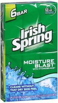 Irish Spring Deodorant Soap Bars Moisture Blast - 6 bars, Pack of 2
