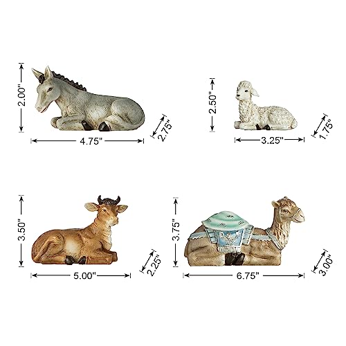 Image of Glitzhome 12Pcs Nativity Figurines Sets for Christmas Indoor, Deluxe Blue Resin Christian Nativity Set Xmas Nativity Scene Tabletop Ornaments Miniatures Statue Nativity Figures Collectible 10 inch x 26 inch
