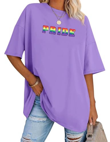 Pride Shirt Women Pride Chenille Letter Shirts Rainbow Lesbian Shirt Embroidered LGBTQ Oversized Blouse