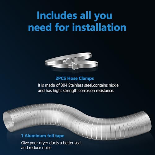 Hon&Guan 4 Inch Semi-Rigid Dryer Vent Hose for Improved Airflow, 5Feet