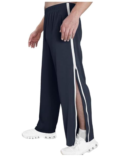 Pantalon de jogging homme ouverture totale par zip et boutons côté
