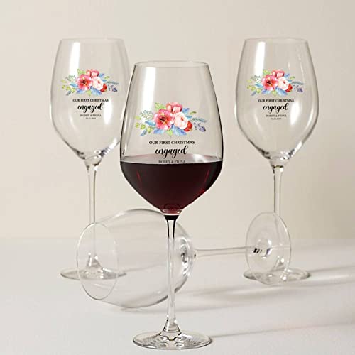 Verres à vin Our First Christmas Engaged pour table de Noël - 8
