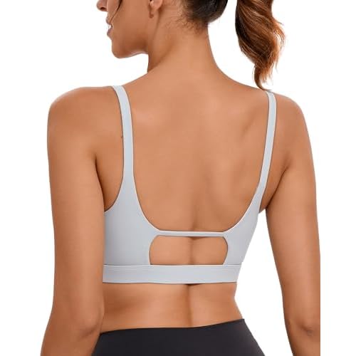 RUNNING GIRL Sports Bras for Women,Square Neck Sports Bra Medium Support Yoga Bra Workout Crop Top with Removable Cups 1-grey Large