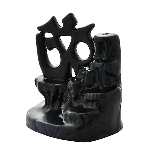 Image of CRAFTAM Polyresin Smoke Backflow Fountain with 20 Free Backflow Cones Showpiece Figurine for Gift (OM Black