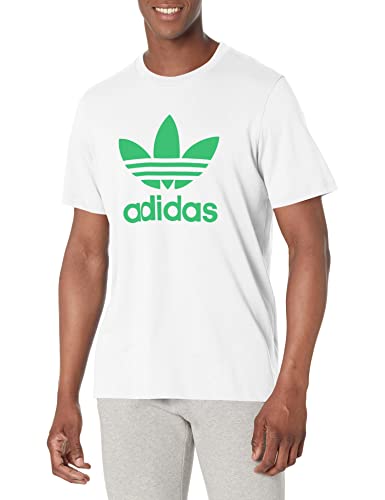 adidas Originals Camiseta masculina com trevo Adicolor, Branco/Semi gritando verde, 18