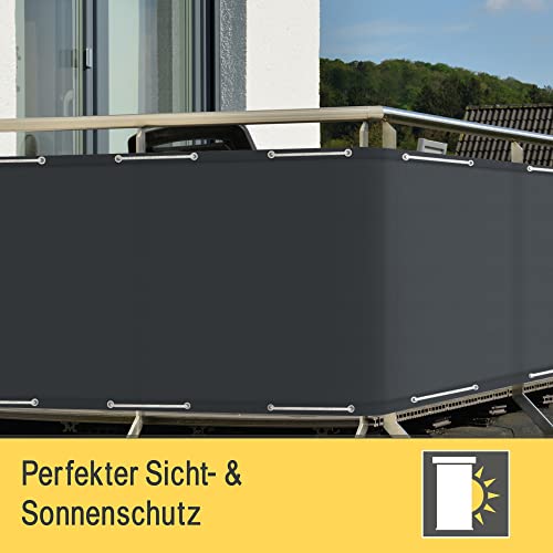 ZQFXZQF Balkonbespannung 80x500cm - Sichtschutz Mit Ösen Gelb/weiß Streifen