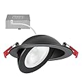 Maxxima 4 in. Rotatable Ultra-Thin Recessed LED Floating Gimbal Downlight, 850 Lumens 5 CCT Selectable 2700K/3000K/3500K/4000K/5000K Dimmable Black Trim 90 CRI IC Rated Canless Junction Box Included