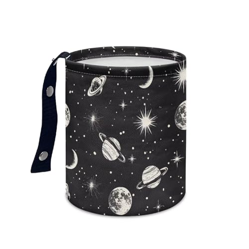 Image of Moon Star Car Trash Bag, Vehicle Trash Can - Cute, Portable, Collapsible for Back Seat, Floor, or Hanging Headrest Waste Basket - Auto Garbage Accessory