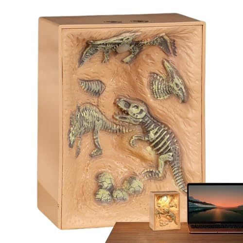 Rrlihjgu Luces nocturnas de dinosaurio para niños, luces de dinosaurio para dormitorio - Lámpara de mesa retro de arqueología de dinosaurios | Lámpara de mesita de noche de dinosaurio para guardería,