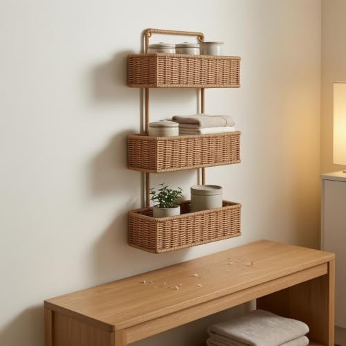Cesta rectangular mimbre sintético para solucionar la falta de espacio en casa 5