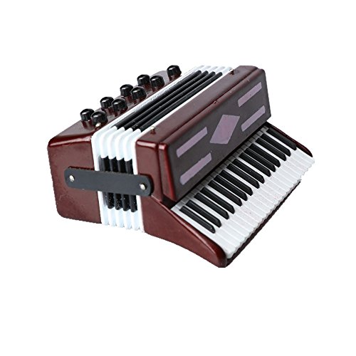 Seawoo Dselvgvu Miniature Accordion With Case Mini Musical Instrument Replica Collectible Miniature Dollhouse Model Home Decoration (Red, 2.76"X2.36"X1.18") #TOP4