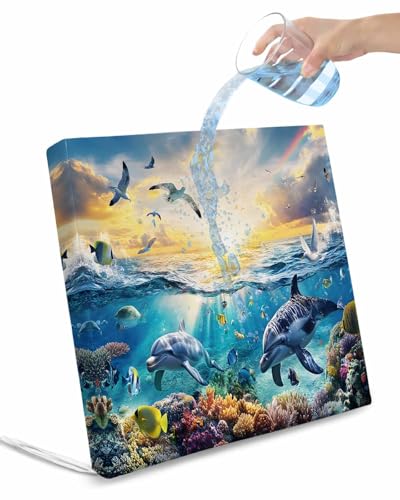 2 Pack Ocean Turtle Waterproof Cushion Covers with Ties, Outdoor Patio Chaise Lounge Chair Seat Cushion Slip Covers Replacement(Only Cover) Whale Coral Orange Sunlight Seagull 24