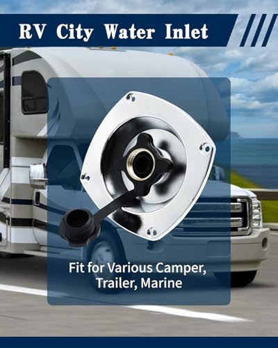 Image of RV City Water Inlet with Pressure Regulator Valve,Chrome Wall Mount Water Fill Inlet Built-in Check Valve, Fit for Camper, Trailer, Marine