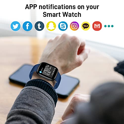 Tefloty Smart Watch For Women Men 1.4'' Fitness Tracker With Heart Rate Blood Pressure And Sleep Monitor, Step Counter, Ip68 Waterproof Smartwatch For Man Women For Ios Android, Blue #TOP6