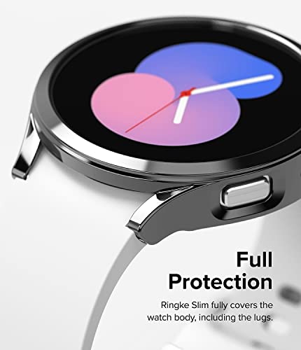 Image of Ringke Slim Case [2 Pack] Compatible with Samsung Galaxy Watch 5 40mm, Watch5 Bezel [Frame Only] Premium PC Hard Thin Cover - Clear & Dark Chrome