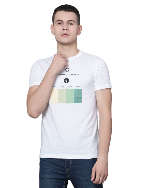 cantabil Men White Cotton Blend Round Neck Half Sleeve Printed T-Shirt (P_MTSH00229_White)-picture-28