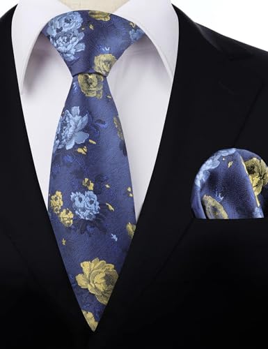 Image of Alizeal Mens 3.15'' Colorful Flower Pattern and handkerchief Necktie Set