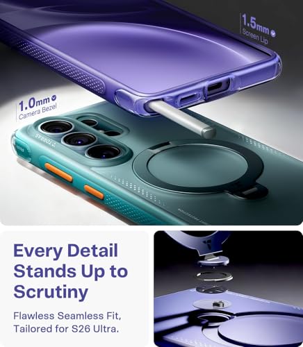 Image of TORRAS Ostand Q3 Air Original for S26 Ultra Case, 360 Magnetic Stand, MagSafe Compatible, Airbag Mil-Grade Drop Tested, Shockproof Galaxy S26 Ultra Back Cover, Violet Surge
